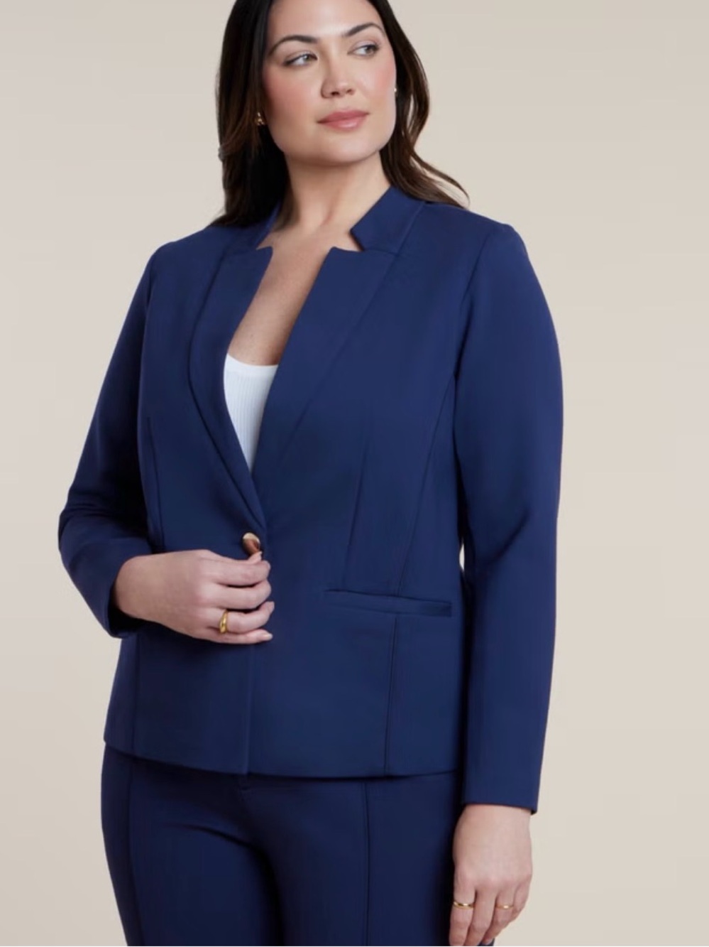 Eloquii Dark Navy Single-Button Blazer